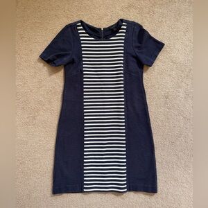 J. Crew Navy and Cream Striped Mini Dress